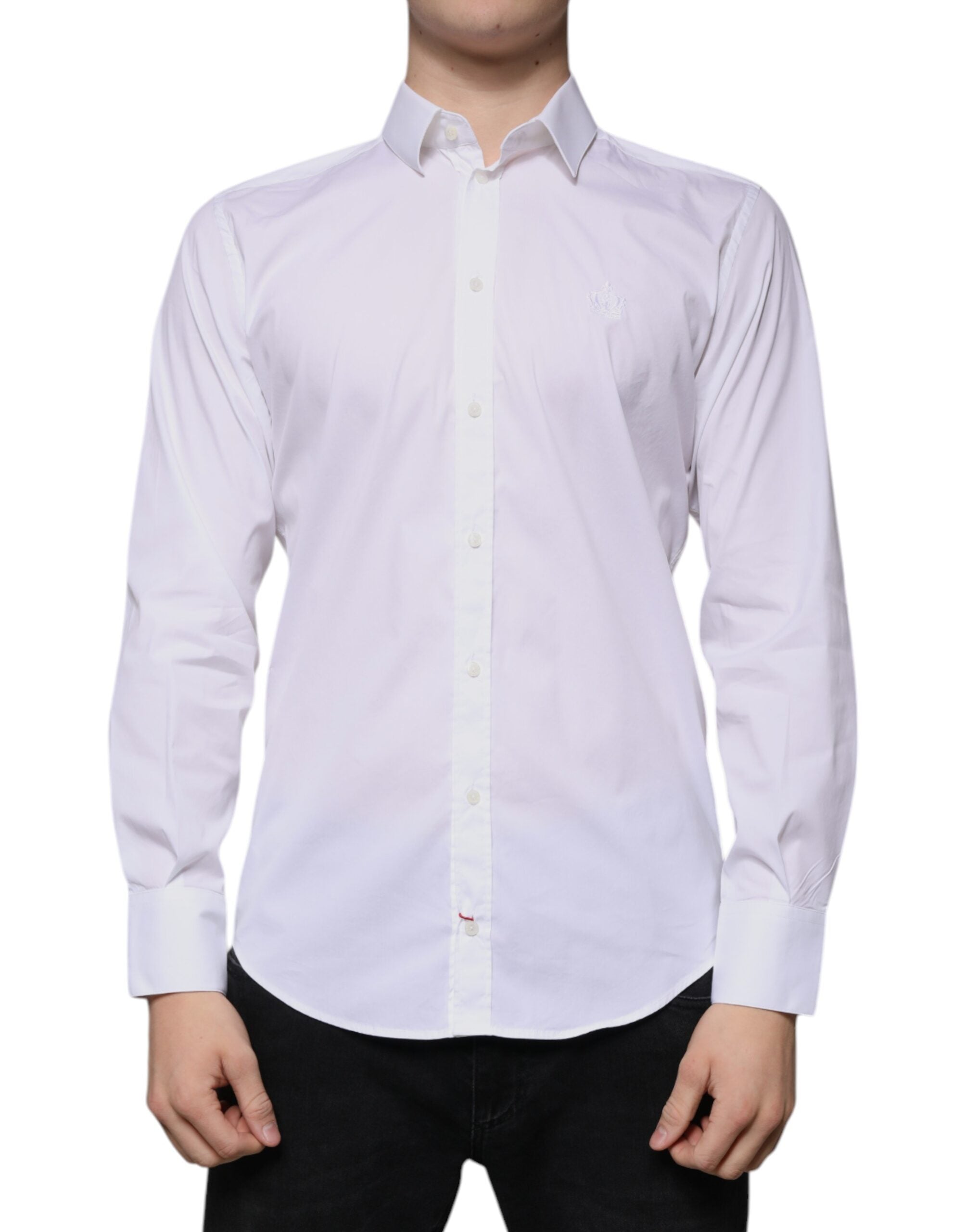 Dolce & Gabbana White Cotton Blend Men's MARTINI Dress Shirt
